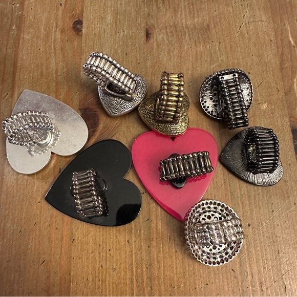 Statement Ring Set costume Jewelry Hearts Bling Crystals Pink Black White Blue - Picture 6 of 10